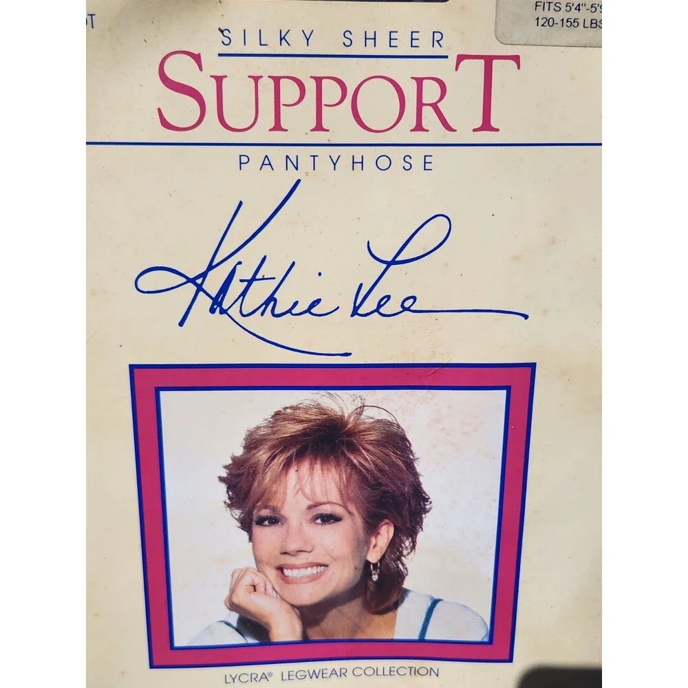 Kathie Lee SIlky Sheer Support Pantyhose Control Top Black Medium/Tall To 155lb